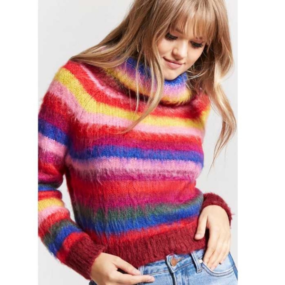 F21 rainbow turtle neck